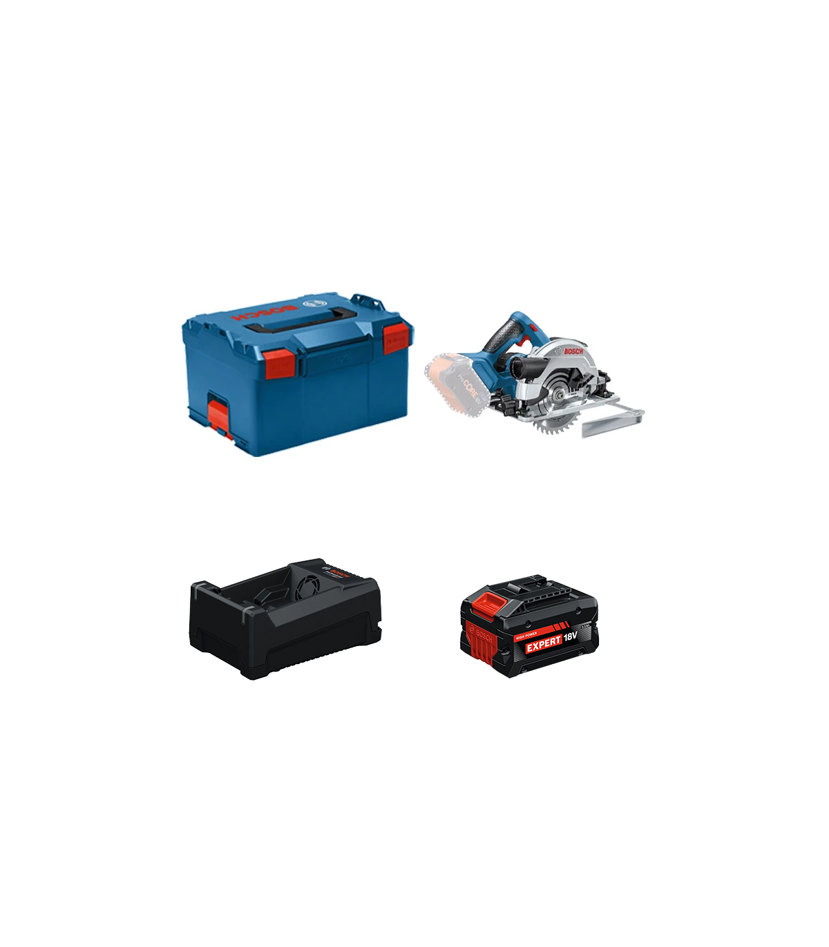 Scie circulaire Ø165 mm GKS 18V-57G + 1 Batterie EXPERT 5,5 Ah + 1 Chargeur GAL 12V/18V-80 BOSCH