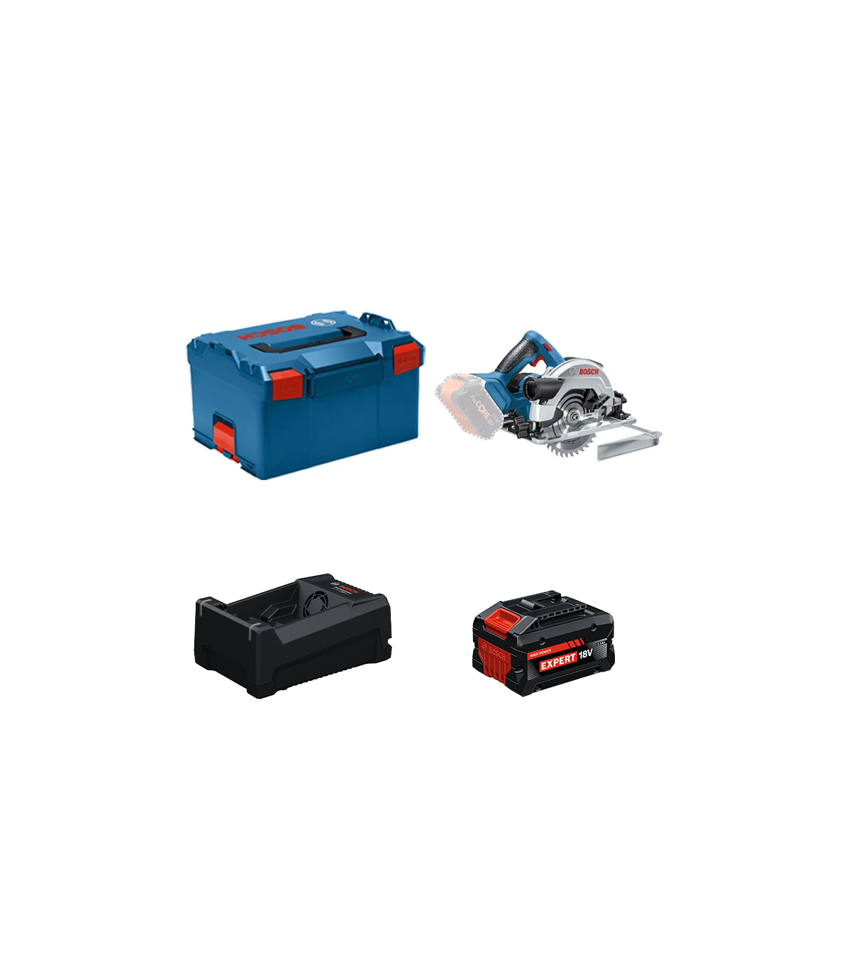 Scie circulaire Ø165 mm GKS 18V-57-2 + 1 Batterie EXPERT 5,5 Ah + 1 Chargeur GAL 12V/18V-80 BOSCH