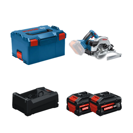 Scie circulaire Ø165 mm GKS 18V-57-2 + 2 Batteries EXPERT 5,5 Ah + 1 Chargeur GAL 12V/18V-80 BOSCH