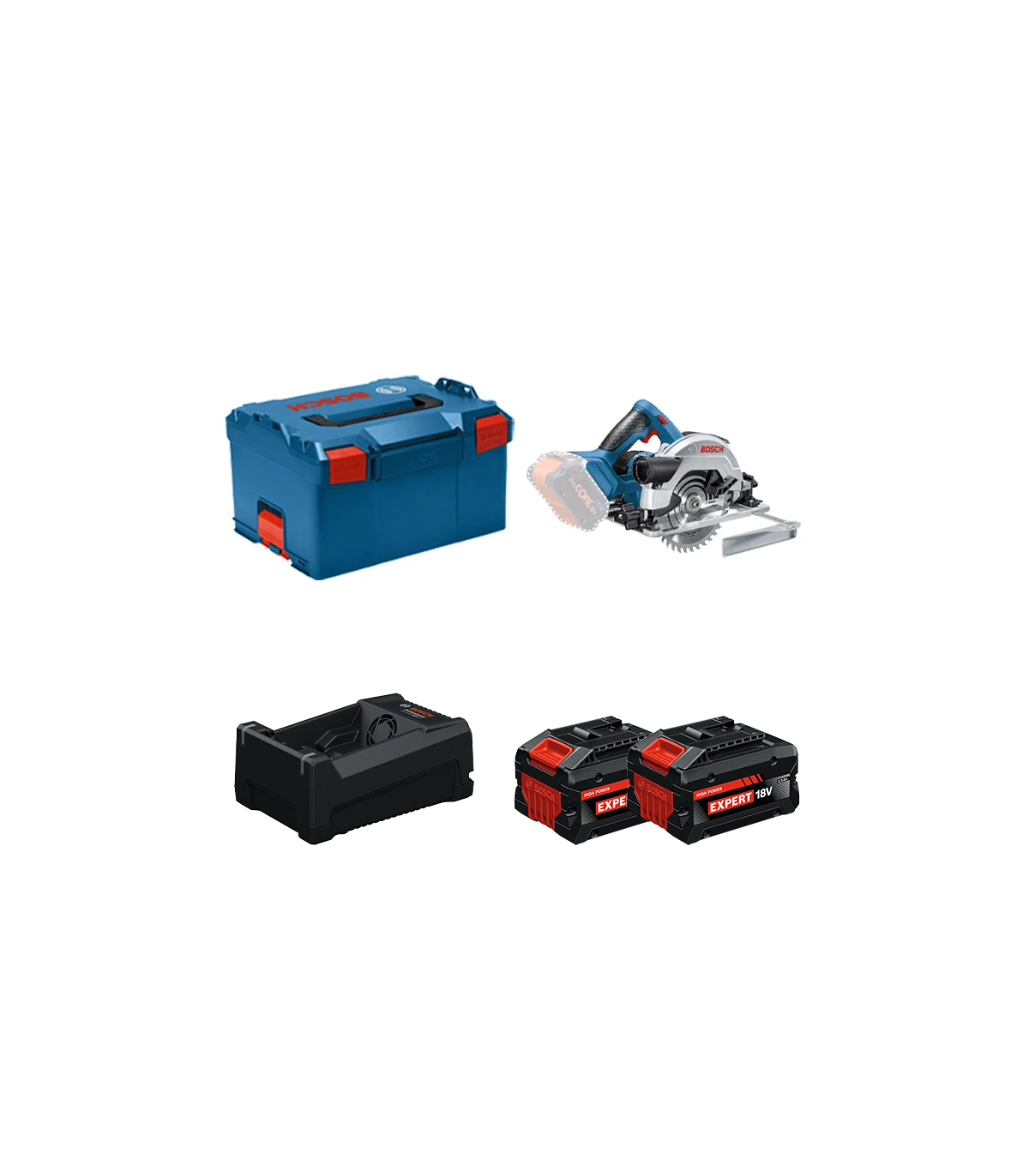 Scie circulaire Ø165 mm GKS 18V-57-2 + 2 Batteries EXPERT 5,5 Ah + 1 Chargeur GAL 12V/18V-80 BOSCH