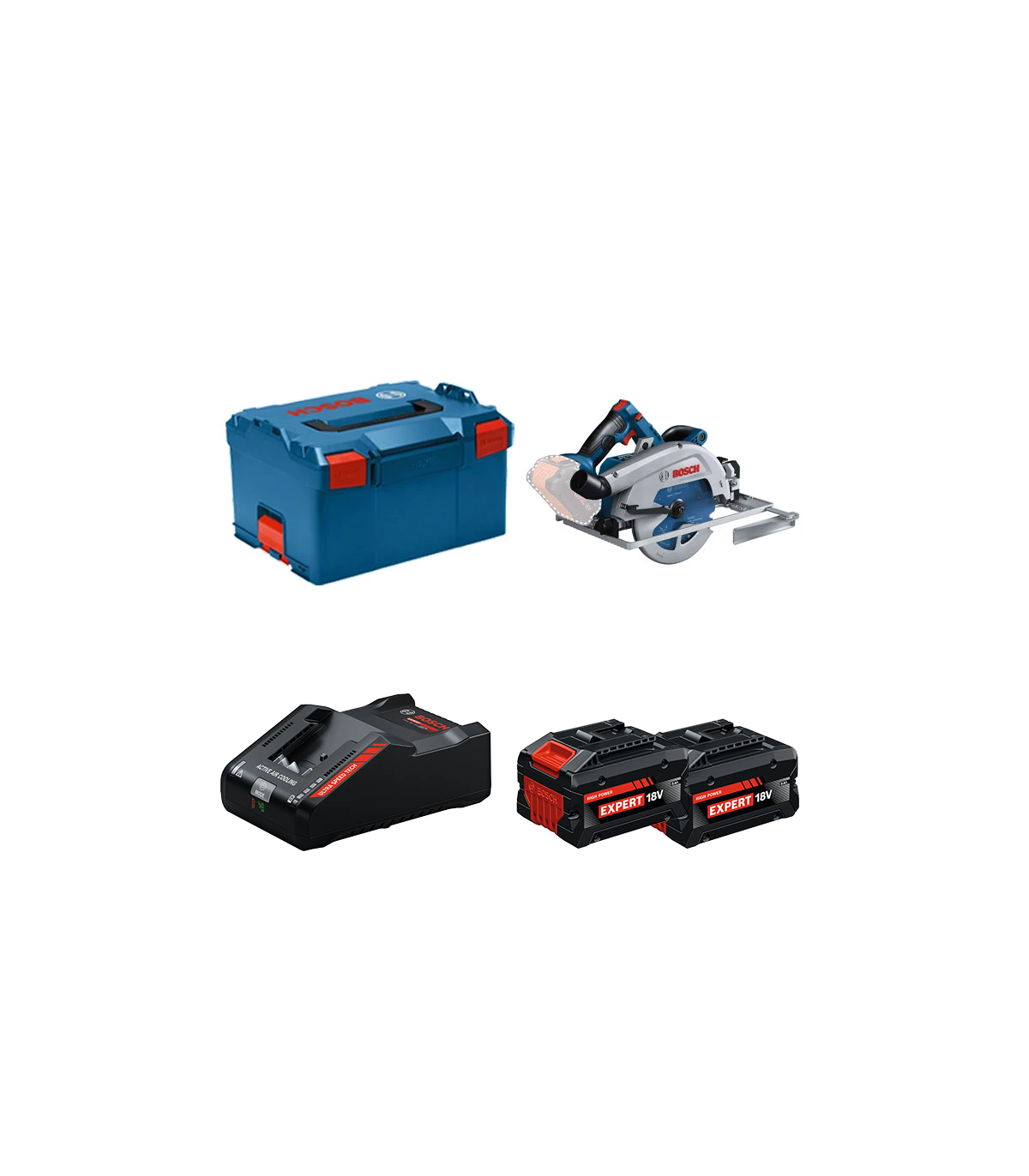 Scie circulaire Ø190 mm GKS 18V-68 GC + 2 Batteries EXPERT 8 Ah + 1 Chargeur EXAL18V-160 BOSCH