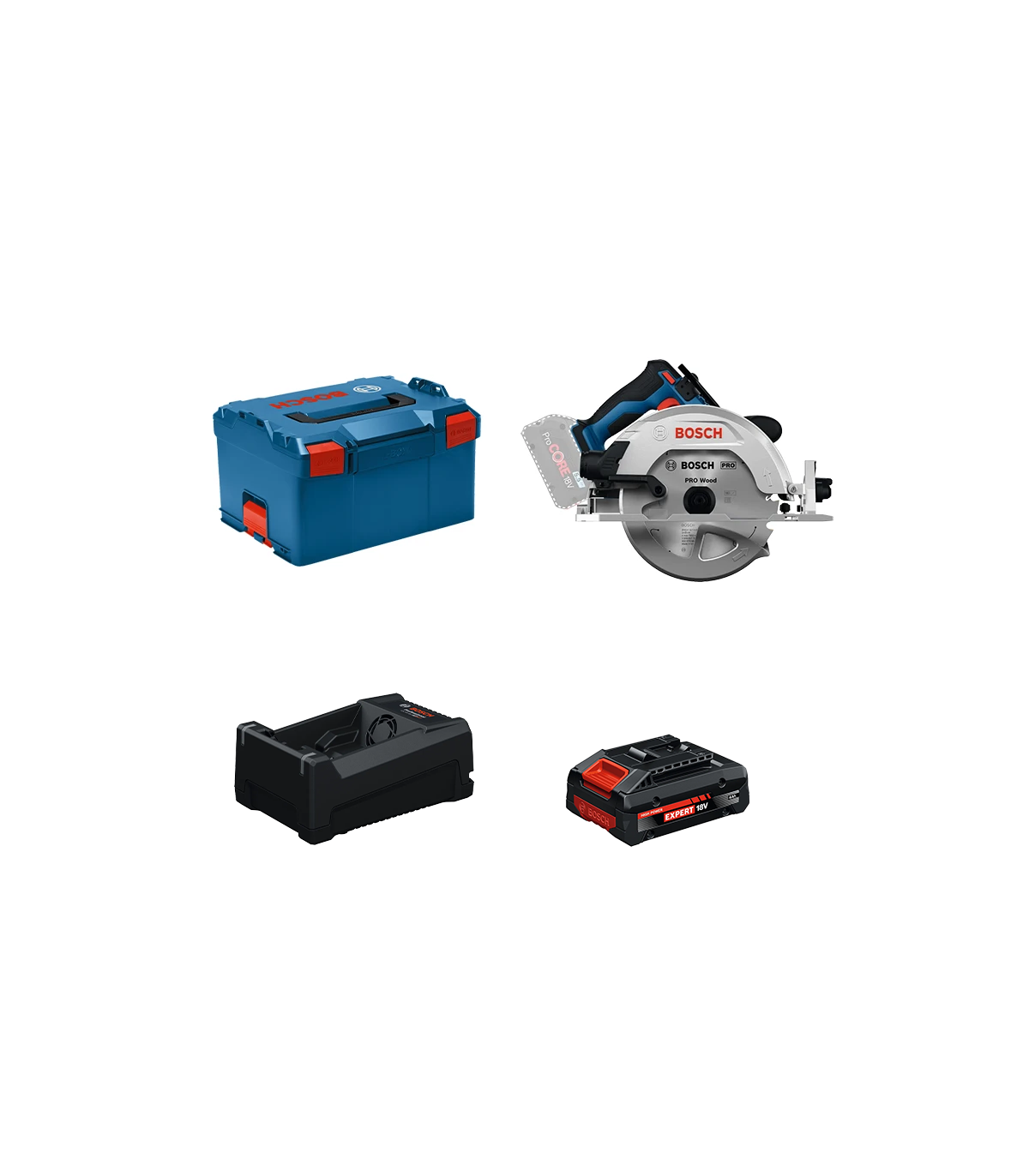 Scie circulaire Ø190 mm GKS 18V-68-2 + 1 Batterie EXPERT 4 Ah + 1 Chargeur GAL 12V/18V-80 BOSCH