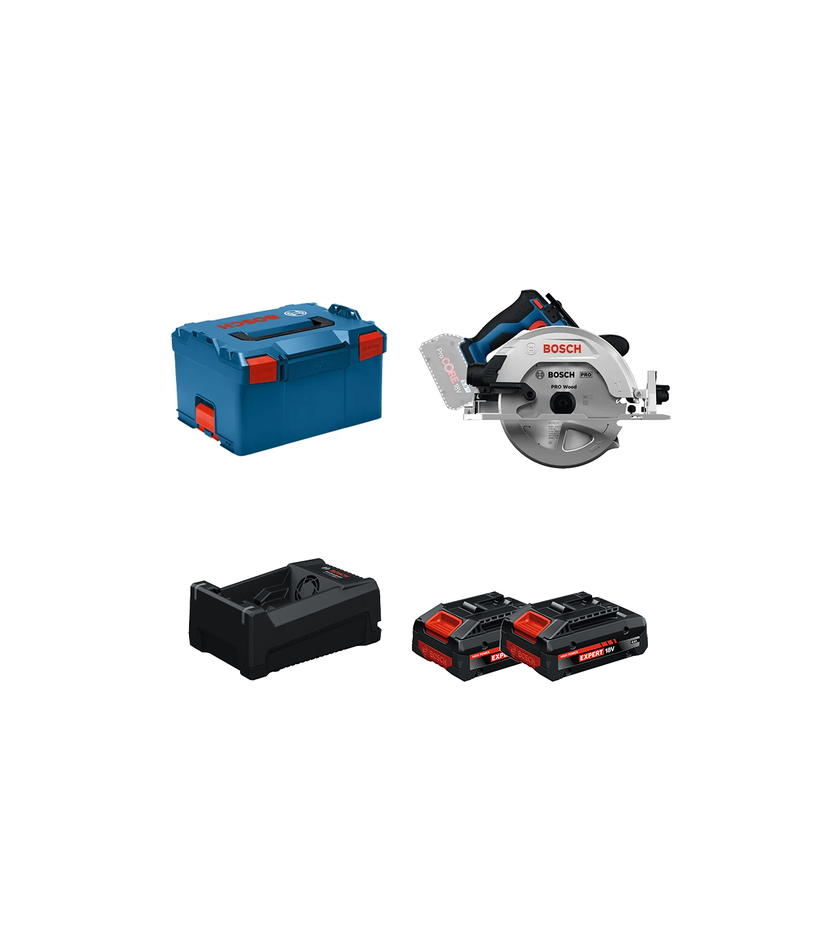 Scie circulaire Ø190 mm GKS 18V-68-2 + 2 Batteries EXPERT 4 Ah + 1 Chargeur GAL 12V/18V-80 BOSCH