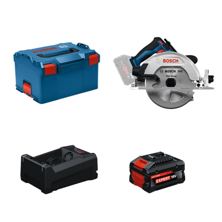 Scie circulaire Ø190 mm GKS 18V-68-2 + 1 Batterie EXPERT 5,5 Ah + 1 Chargeur GAL 12V/18V-80 BOSCH