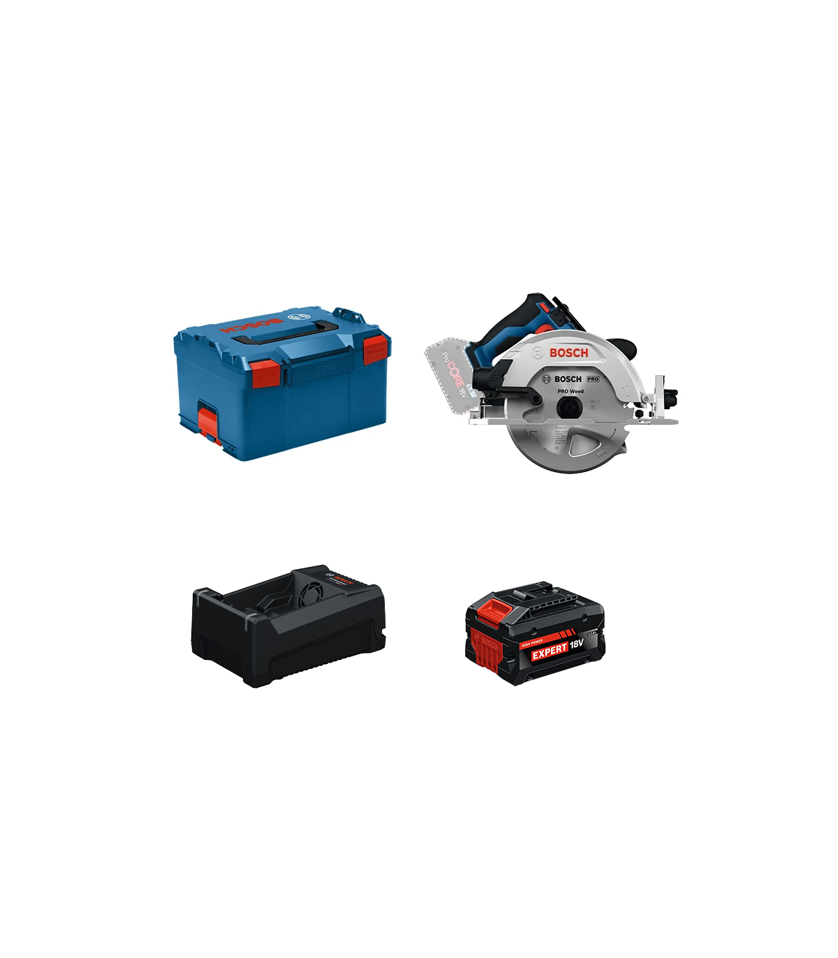 Scie circulaire Ø190 mm GKS 18V-68-2 + 1 Batterie EXPERT 5,5 Ah + 1 Chargeur GAL 12V/18V-80 BOSCH