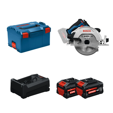 Scie circulaire Ø190 mm GKS 18V-68-2 + 2 Batteries EXPERT 5,5 Ah + 1 Chargeur GAL 12V/18V-80 BOSCH