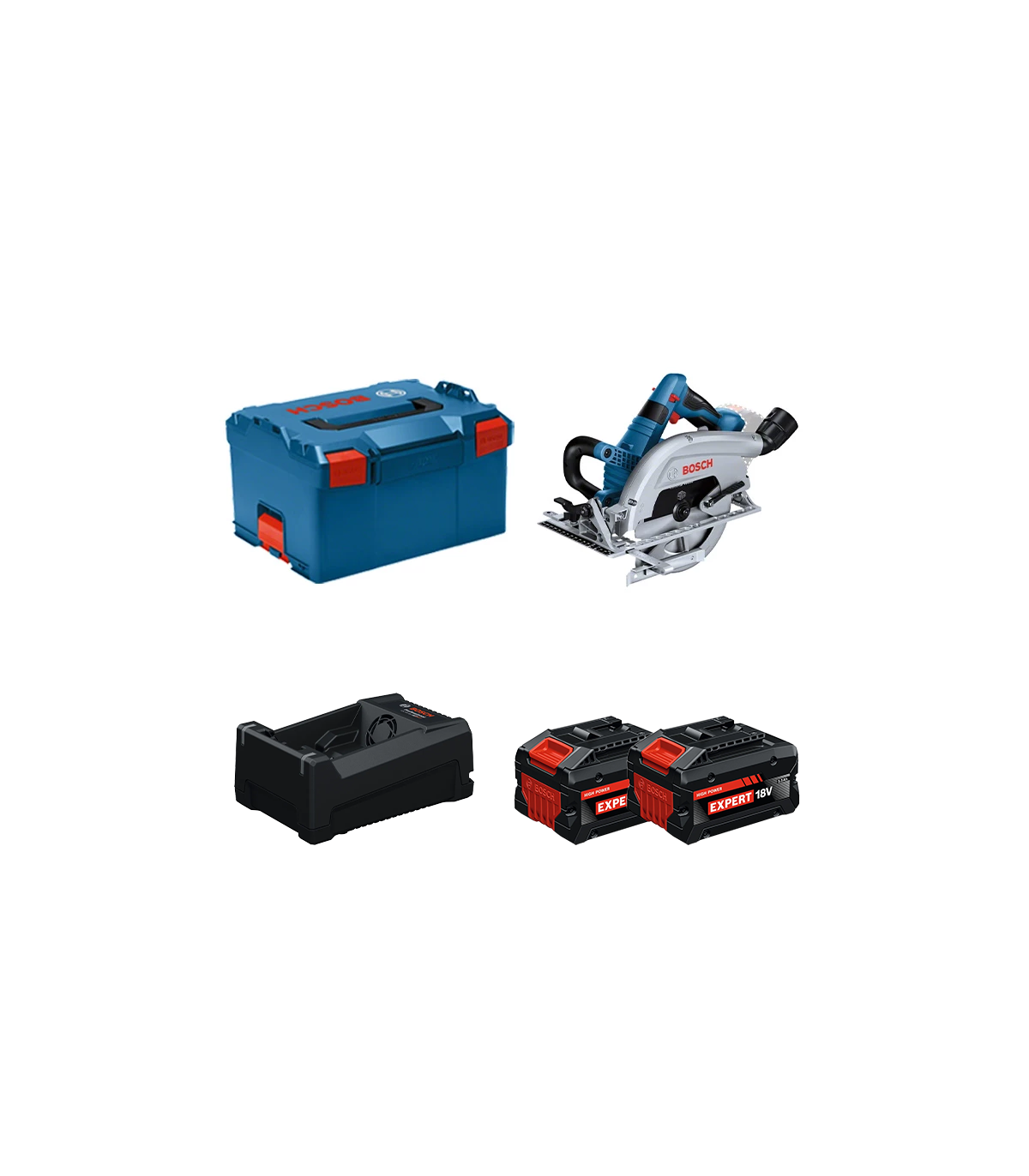 Scie circulaire Ø190 mm GKS 18V-70 L + 2 Batteries EXPERT 5,5 Ah + 1 Chargeur GAL 12V/18V-80 BOSCH