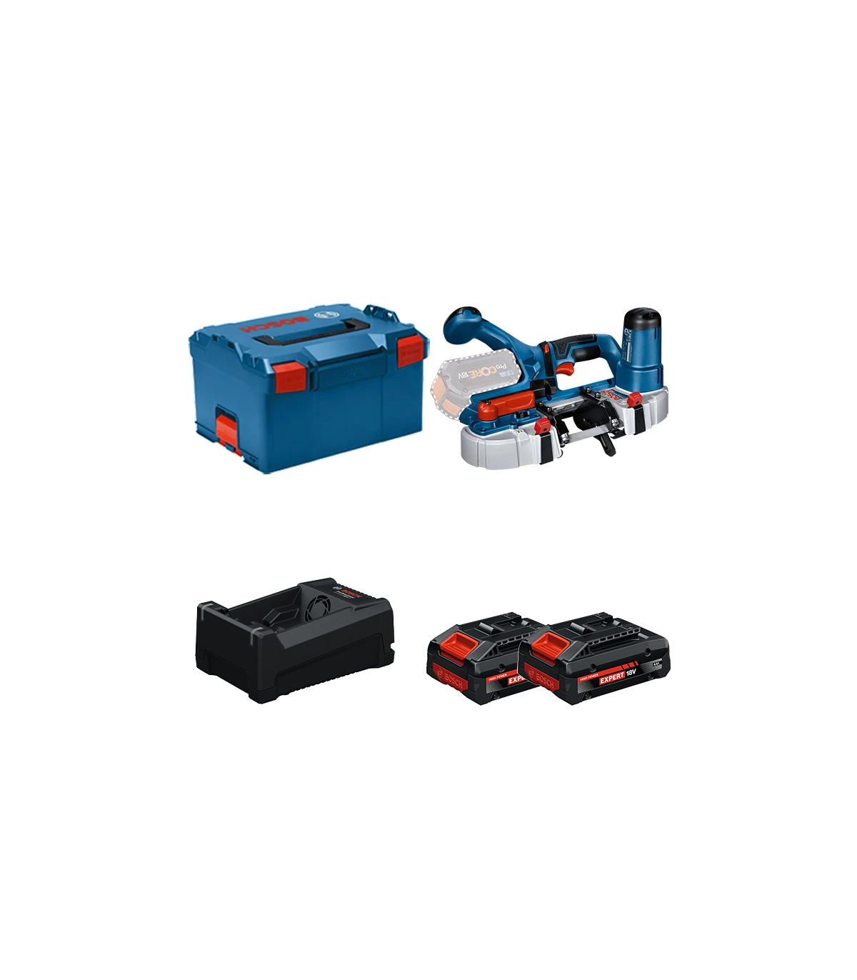 Scie à ruban GCB 18V-63 + 2 Batteries EXPERT 4 Ah + 1 Chargeur GAL 12V/18V-80 BOSCH