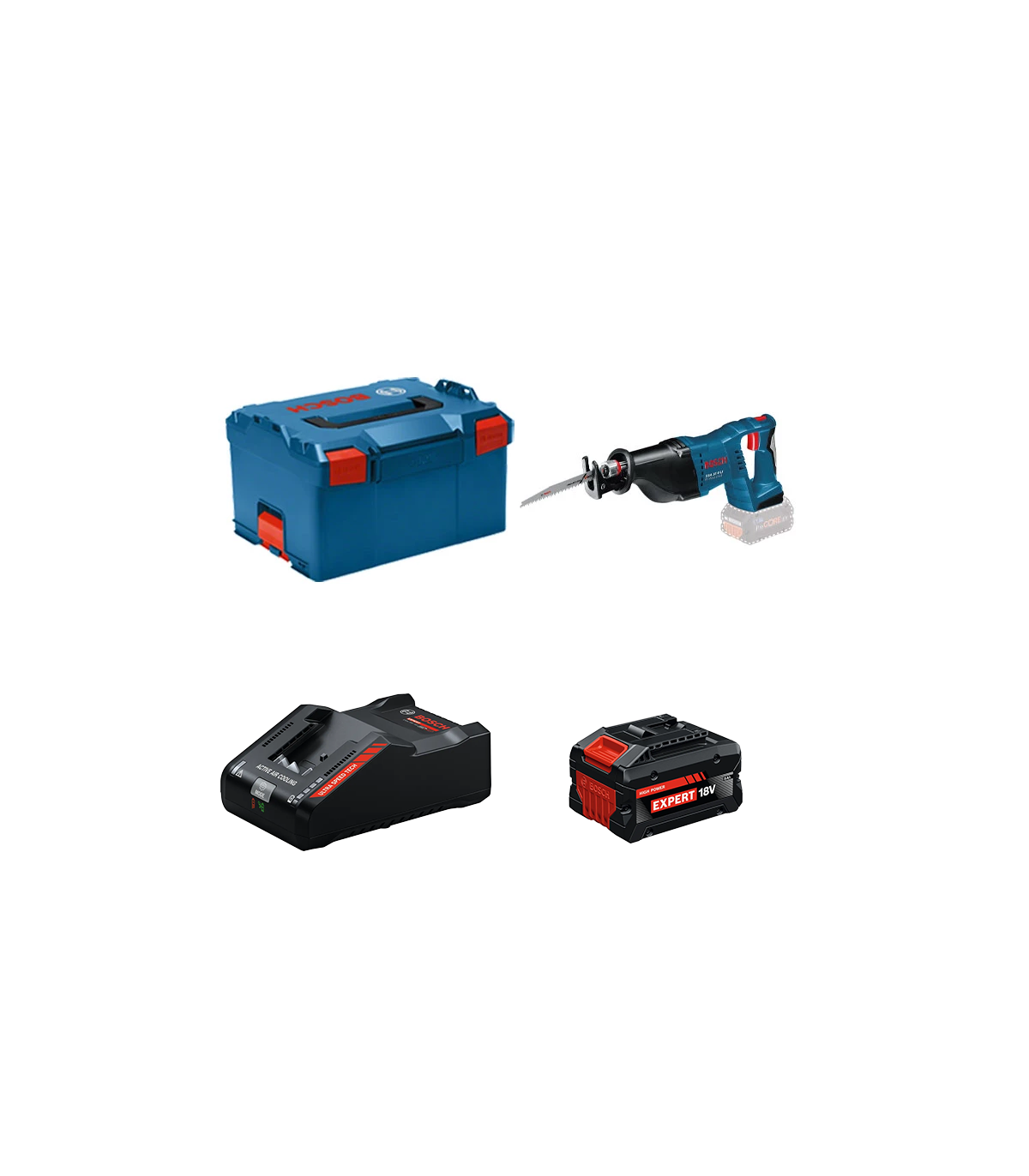 Scie sabre GSA 18 V-LI + 1 Batterie EXPERT 8 Ah + 1 Chargeur EXAL18V-160 BOSCH