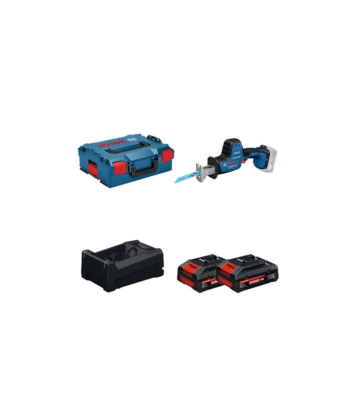Scie sabre GSA 18V-24 + 2 Batteries EXPERT 4 Ah + 1 Chargeur GAL 12V/18V-80 BOSCH
