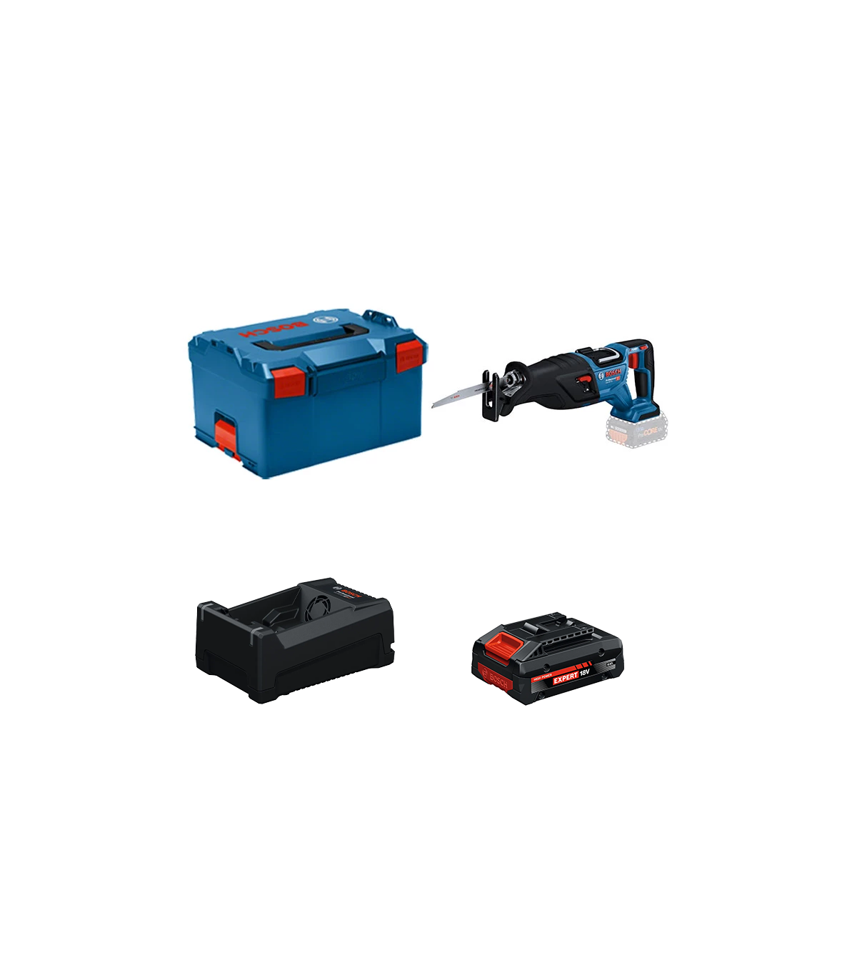 Scie sabre GSA 18V-28 + 1 Batterie EXPERT 4 Ah + 1 Chargeur GAL 12V/18V-80 BOSCH