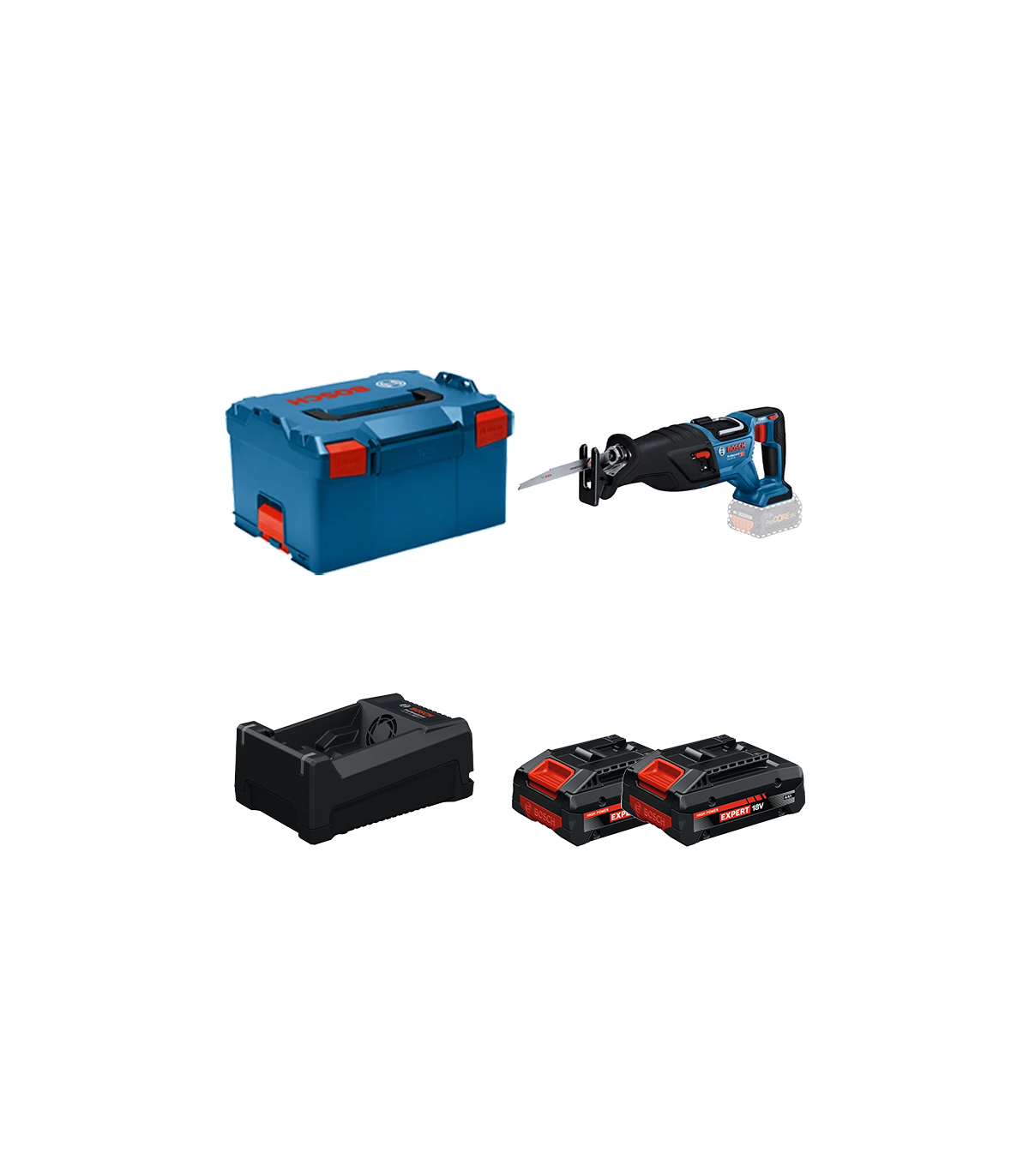 Scie sabre GSA 18V-28 + 2 Batteries EXPERT 4 Ah + 1 Chargeur GAL 12V/18V-80 BOSCH