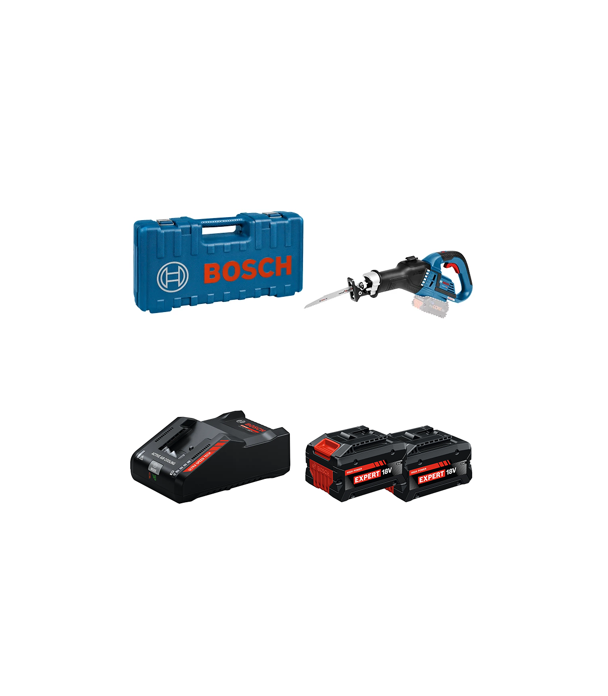 Scie sabre GSA 18V-32 + 2 Batteries EXPERT 8 Ah + 1 Chargeur EXAL18V-160 BOSCH