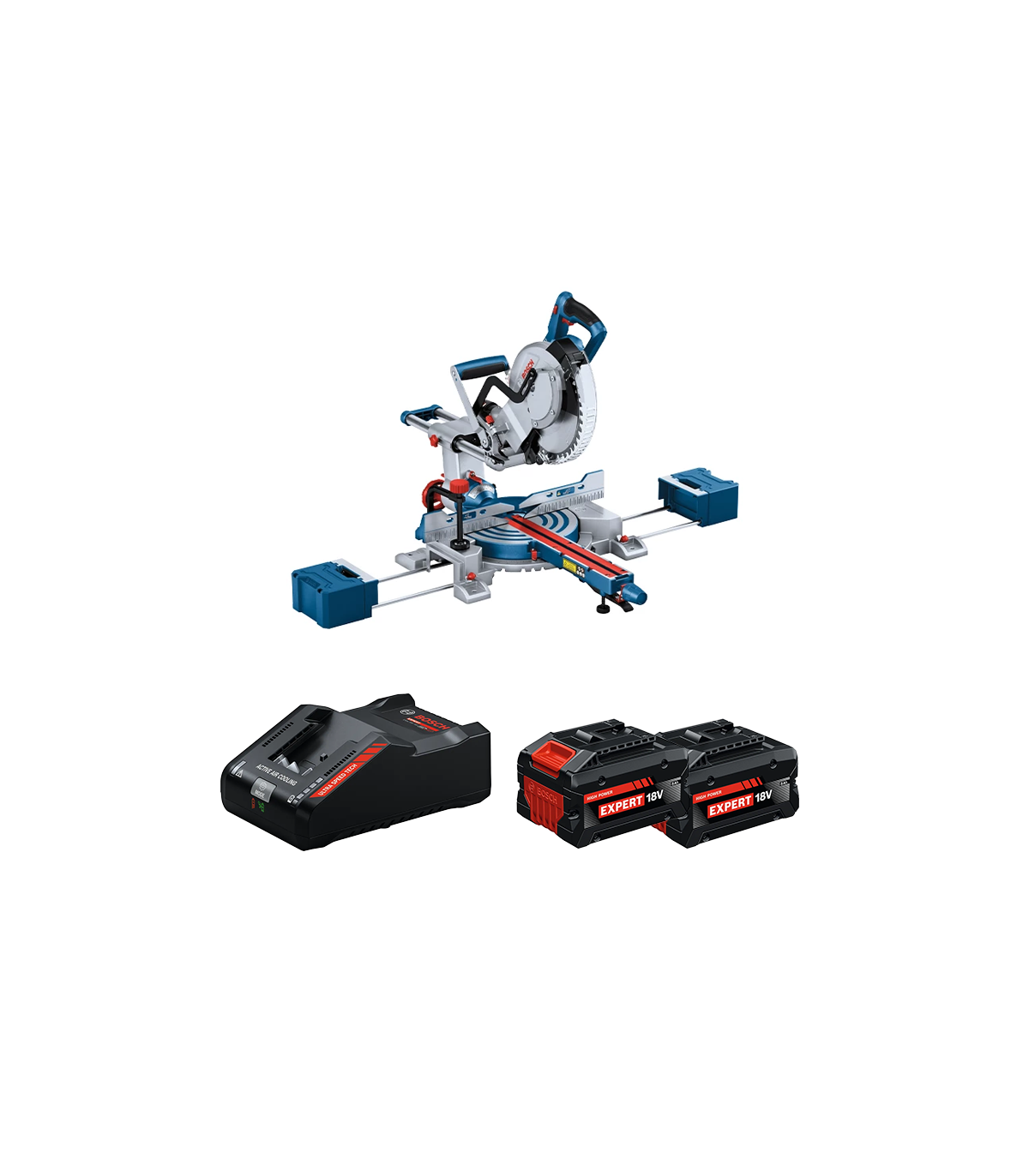 Scie à onglet Ø 254 mm GCM 18V-254 D + 2 Batteries EXPERT 8 Ah + 1 Chargeur EXAL18V-160  BOSCH
