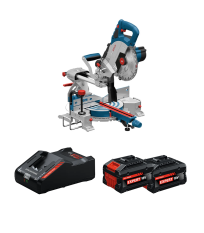 Scie à onglet radiale Ø216 mm GCM 18V-216 + 2 Batteries EXPERT 8 Ah + 1 Chargeur EXAL18V-160 BOSCH