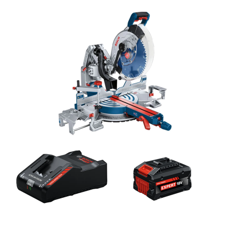 Scie à onglet radiale Ø305 mm GCM 18V-305 GDC + 1 Batterie EXPERT 8 Ah + 1 Chargeur EXAL18V-160 BOSCH