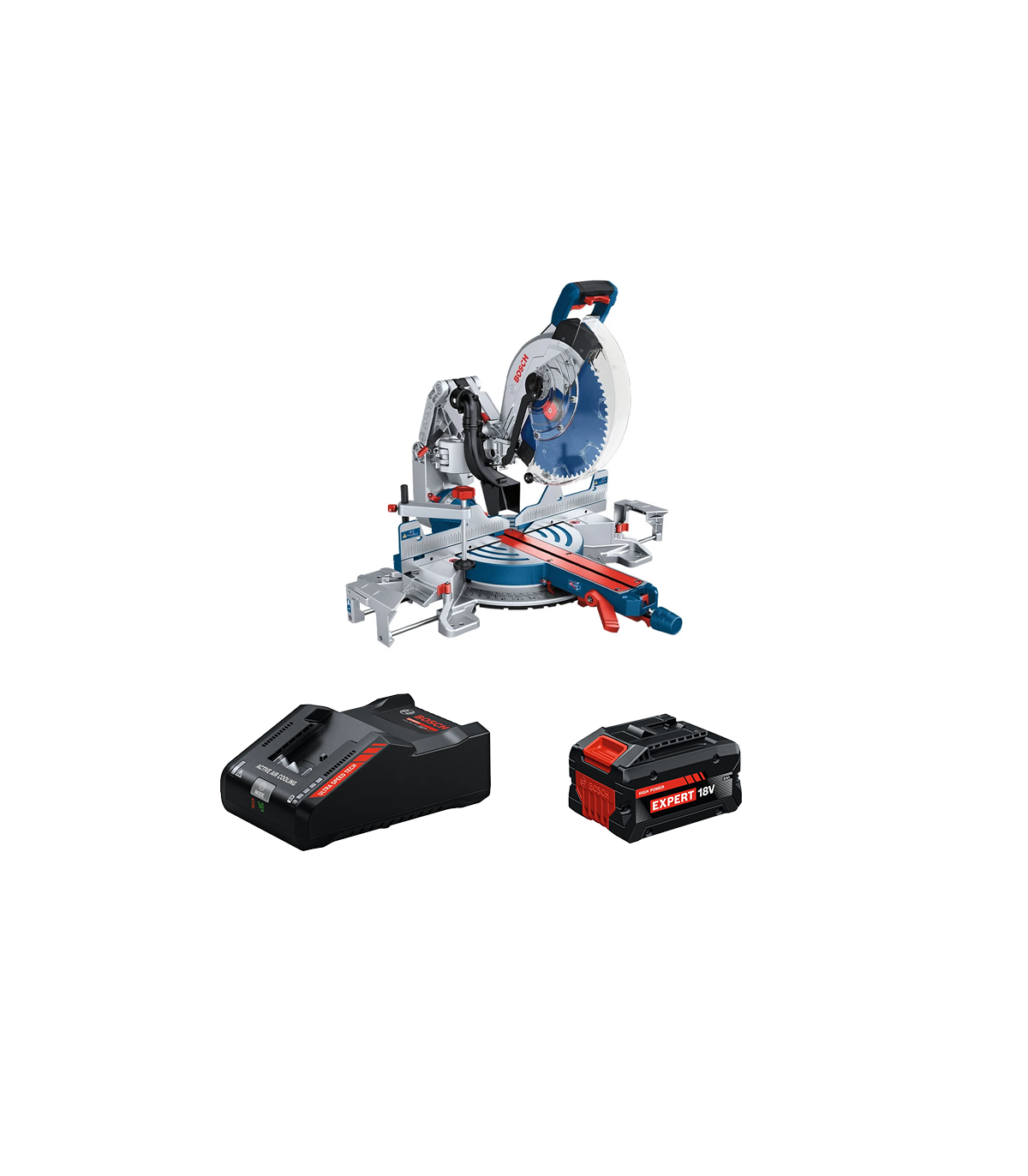 Scie à onglet radiale Ø305 mm GCM 18V-305 GDC + 1 Batterie EXPERT 8 Ah + 1 Chargeur EXAL18V-160 BOSCH