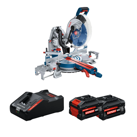 Scie à onglet radiale Ø305 mm GCM 18V-305 GDC + 2 Batteries EXPERT 8 Ah + 1 Chargeur EXAL18V-160 BOSCH