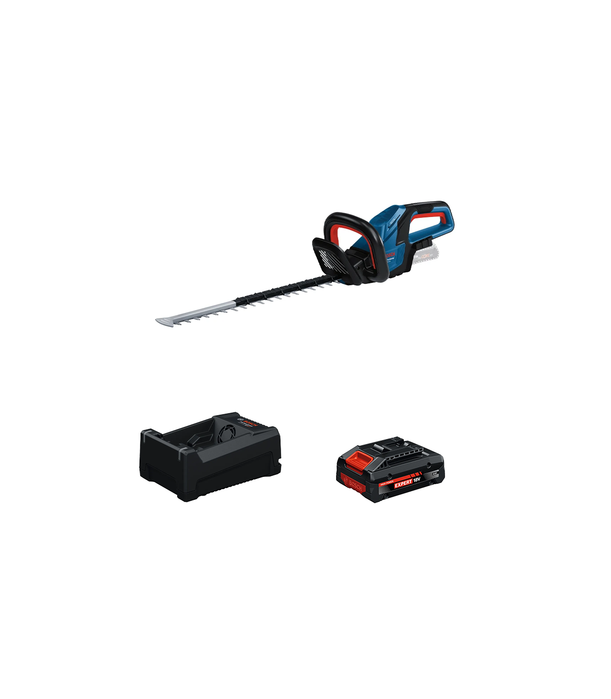 Taille haies sans fil GHE 18V-50 + 1 Batterie EXPERT 4 Ah + 1 Chargeur GAL 12V/18V-80 BOSCH