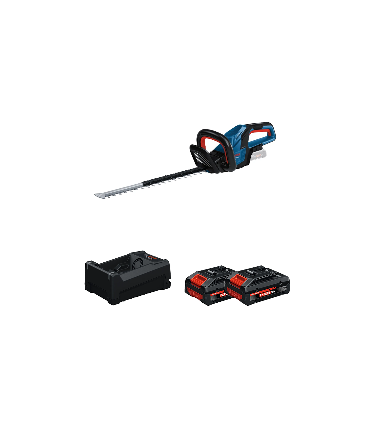 Taille haies sans fil GHE 18V-50 + 2 Batteries EXPERT 4 Ah + 1 Chargeur GAL 12V/18V-80 BOSCH
