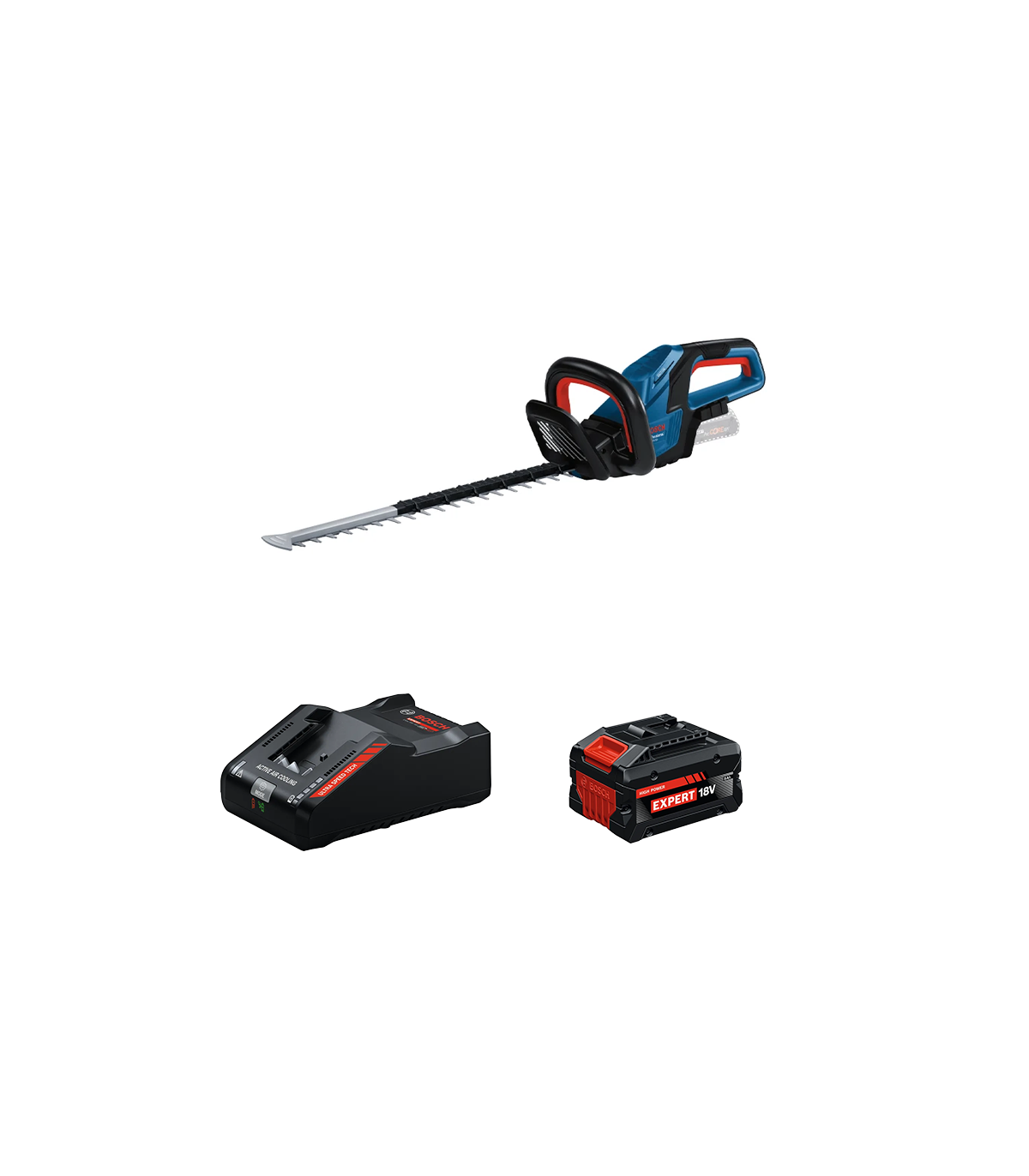 Taille haies sans fil GHE 18V-50 + 1 Batterie EXPERT 8 Ah + 1 Chargeur EXAL18V-160 BOSCH