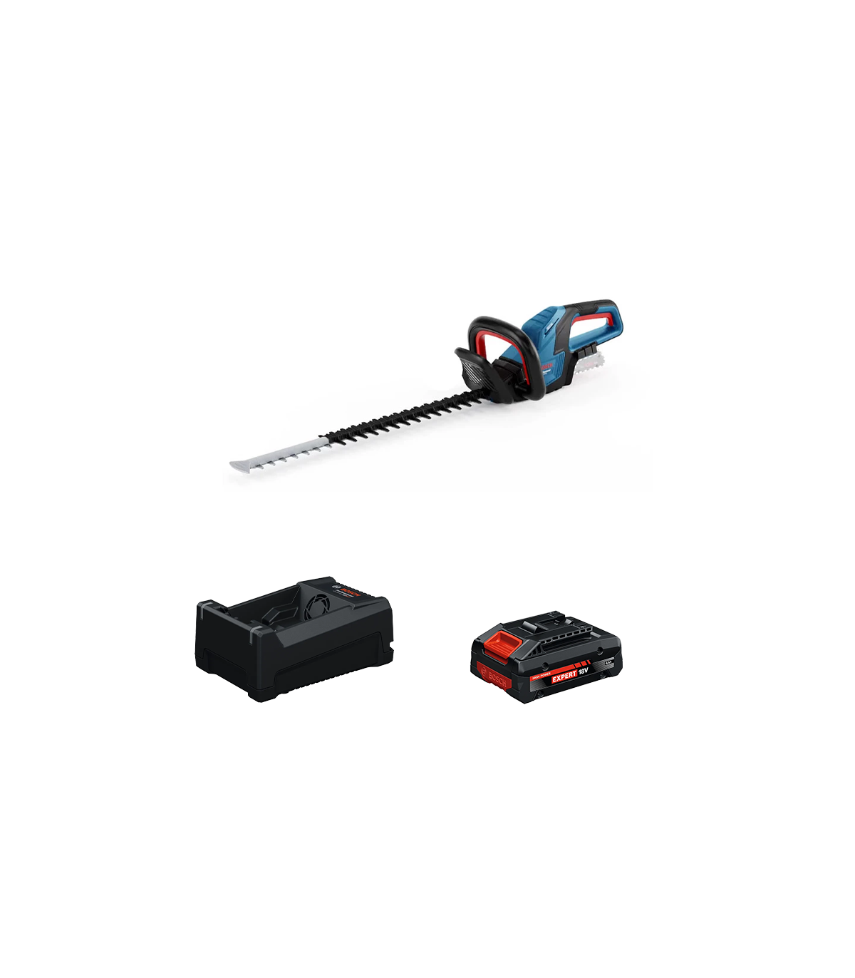 Taille haies sans fil GHE 18V-60 + 1 Batterie EXPERT 4 Ah + 1 Chargeur GAL 12V/18V-80 BOSCH