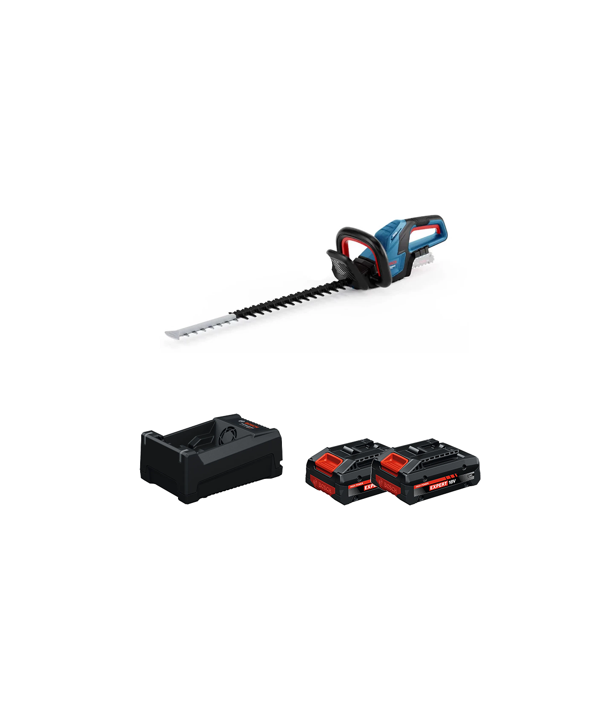 Taille haies sans fil GHE 18V-60 + 2 Batteries EXPERT 4 Ah + 1 Chargeur GAL 12V/18V-80 BOSCH
