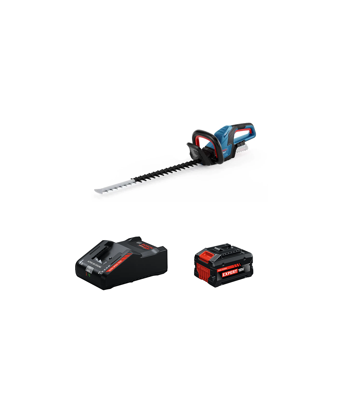 Taille haies sans fil GHE 18V-60 + 1 Batterie EXPERT 8 Ah + 1 Chargeur EXAL18V-160 BOSCH