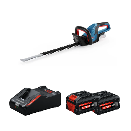 Taille haies sans fil GHE 18V-60 + 2 Batteries EXPERT 8 Ah + 1 Chargeur EXAL18V-160 BOSCH