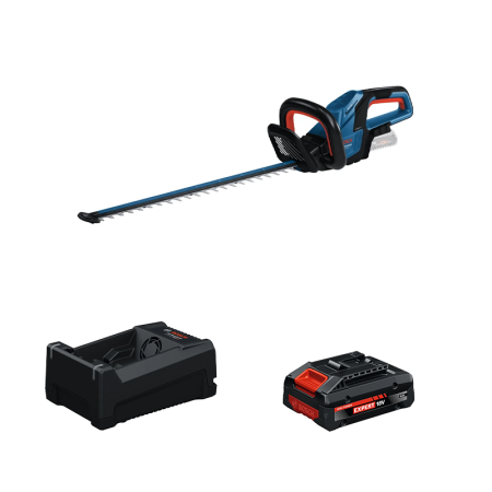 Taille haies sans fil GHE 18V-60 (II) avec volant d’inertie + 1 Batterie EXPERT 4 Ah + 1 Chargeur GAL 12V/18V-80 BOSCH