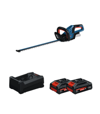Taille haies sans fil GHE 18V-60 (II) avec volant d’inertie + 2 Batteries EXPERT 4 Ah + 1 Chargeur GAL 12V/18V-80 BOSCH