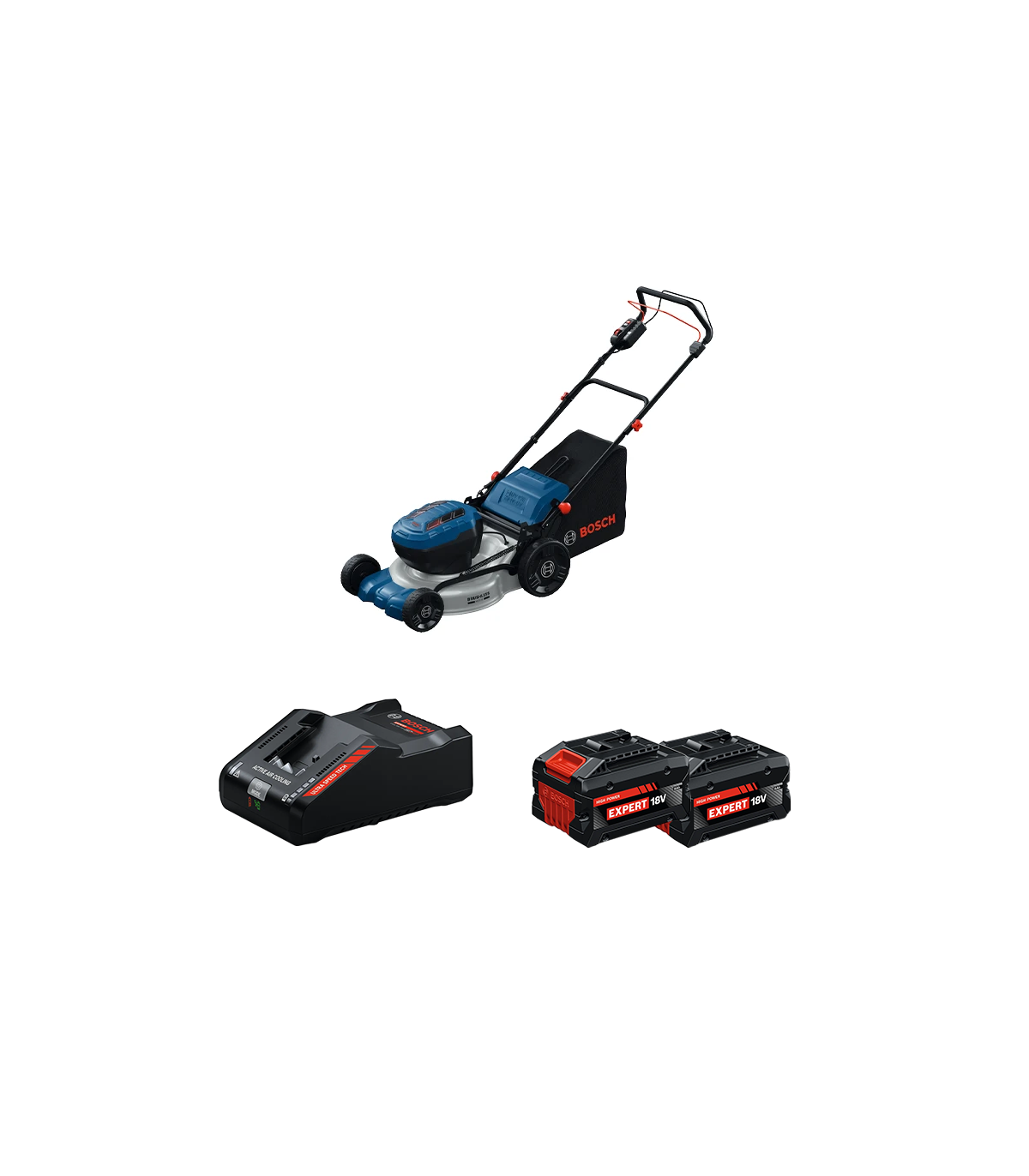 Tondeuse 2 x 18V GRA 18V2-46 SP + 2 Batteries EXPERT 8 Ah + 1 Chargeur EXAL18V-160 BOSCH
