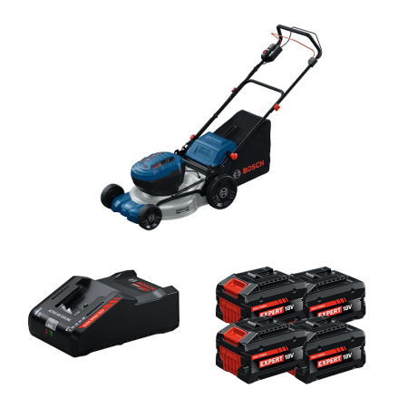 Tondeuse 2 x 18V GRA 18V2-46 SP + 4 Batteries EXPERT 8 Ah + 1 Chargeur EXAL18V-160 BOSCH
