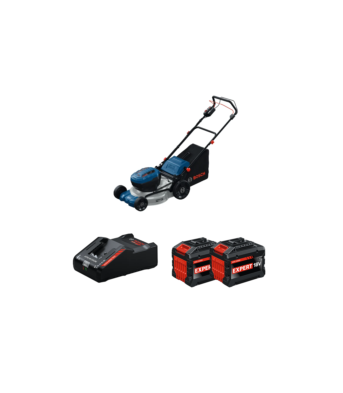 Tondeuse 2 x 18V GRA 18V2-46 SP + 2 Batteries EXPERT 15 Ah + 1 Chargeur EXAL18V-160 BOSCH