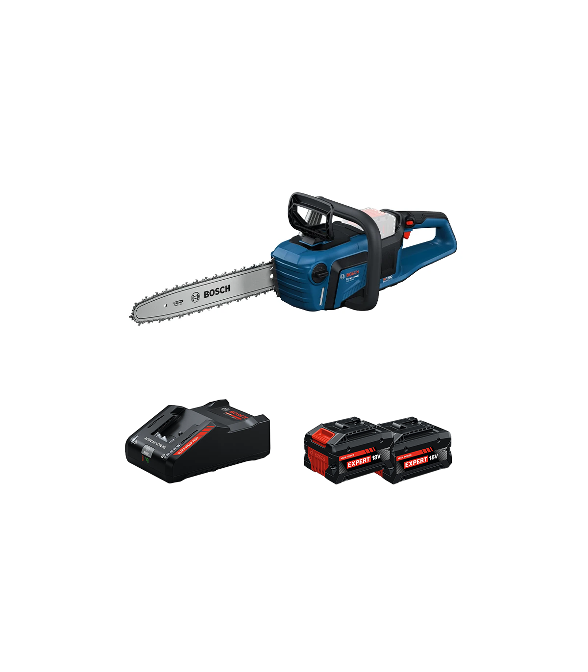 Tronçonneuse 40cm GKE 18V-40 + 2 Batteries EXPERT 8 Ah + 1 Chargeur EXAL18V-160 BOSCH