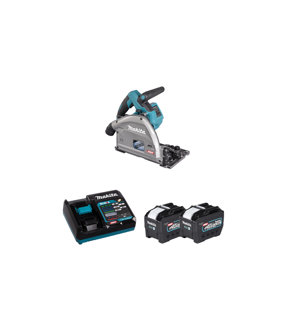 Scie plongeante 40V Ø165 mm SP001GZ01 + 2 batteries BL4080F 40V 8 Ah + chargeur rapide DC40RA MAKITA