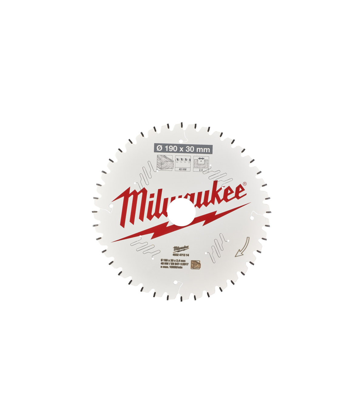 Lame de scie à onglets bois Ø190 mm 40 dents MILWAUKEE