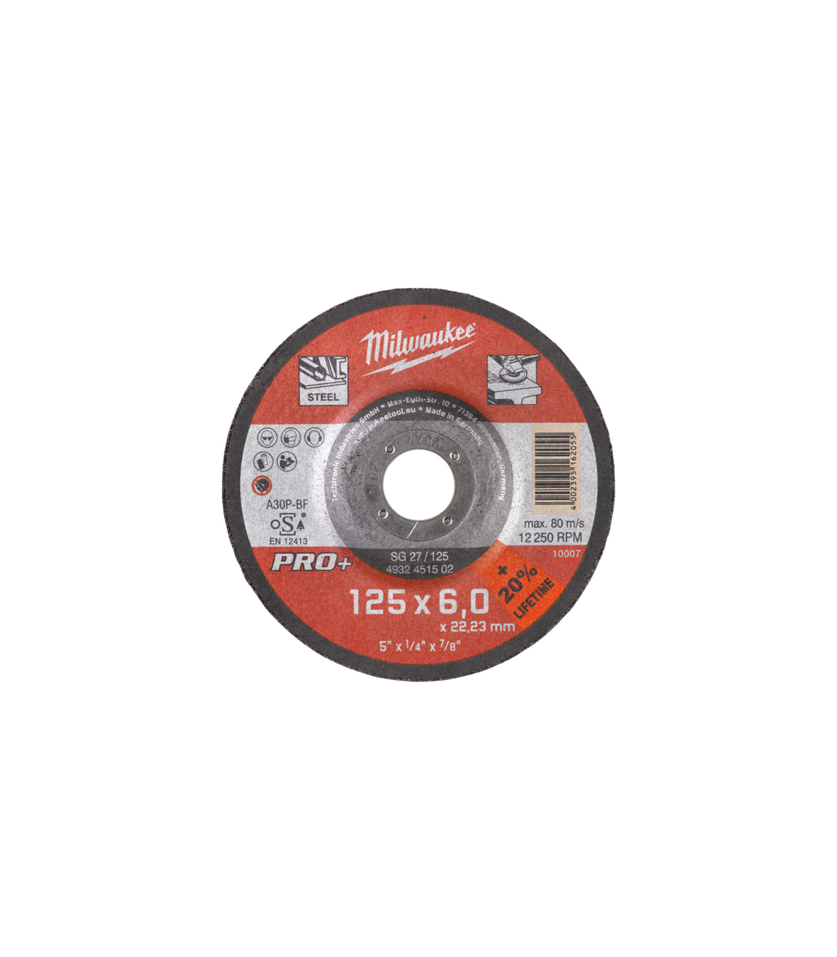 Disque à meuler métaux PRO+ Ø125 mm MILWAUKEE