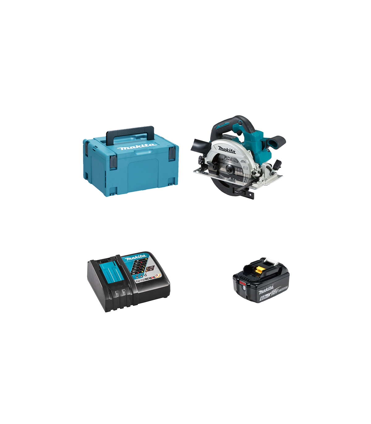 Scie circulaire 18V Ø165 mm DHS660ZJ + 1 batterie BL1860B 18V 6 Ah + 1 chargeur rapide DC18RC MAKITA