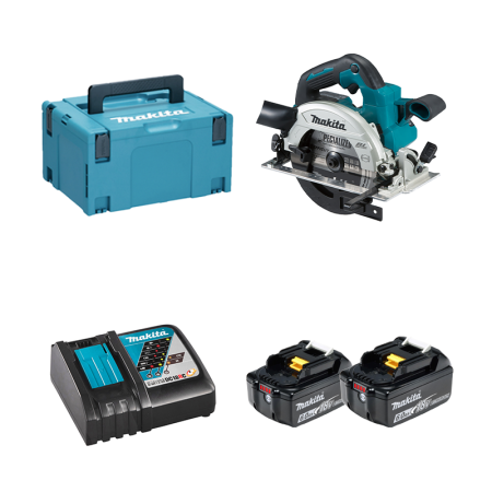 Scie circulaire 18V Ø165 mm DHS660ZJ + 2 batteries BL1860B 18V 6 Ah + 1 chargeur rapide DC18RC MAKITA