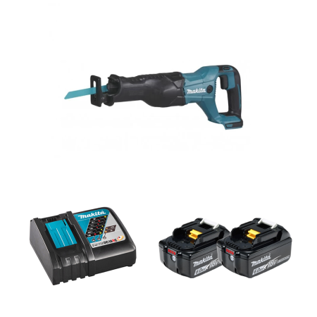 Scie sabre DJR186Z + 2 batteries BL1860B 18V 6 Ah + chargeur rapide DC18RC MAKITA