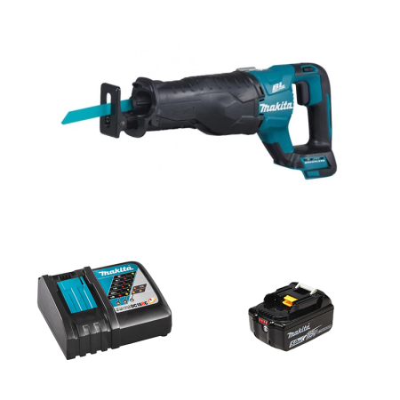 Scie sabre DJR187Z + 1 batterie BL1850B 18V 5 Ah + chargeur rapide DC18RC MAKITA