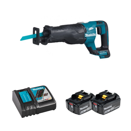 Scie sabre DJR187Z + 2 batteries BL1860B 18V 6 Ah + chargeur rapide DC18RC MAKITA
