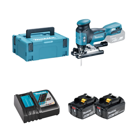 Scie sauteuse 18V DJV181ZJ + 2 batteries BL1860B 18V 6 Ah + chargeur rapide DC18RC MAKITA