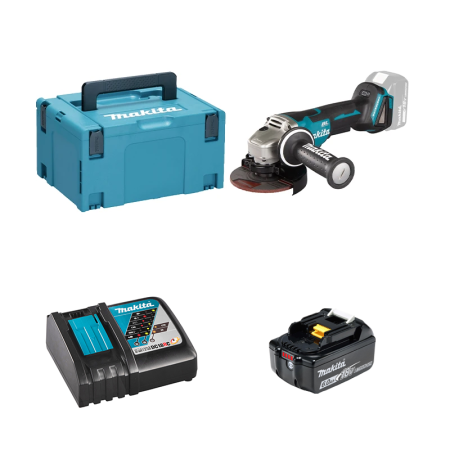 Meuleuse Ø125mm 18V DGA508ZJ + 1 batterie BL1860B 18V 6 Ah + chargeur rapide DC18RC MAKITA