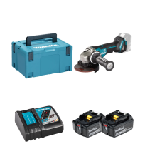 Meuleuse Ø125mm 18V DGA508ZJ + 2 batteries BL1860B 18V 6 Ah + chargeur rapide DC18RC MAKITA