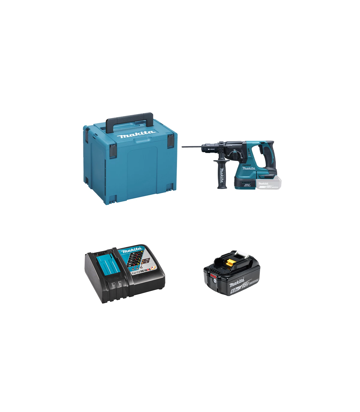 Perforateur burineur SDS-Plus 18V DHR243ZJ + 1 batterie BL1860B 18V 6 Ah + chargeur rapide DC18RC MAKITA