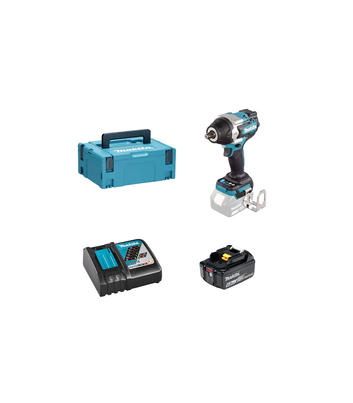 Boulonneuse 1/2" 18V 700 Nm DTW700ZJ + 1 batterie BL1860B 18V 6 Ah + chargeur rapide DC18RC MAKITA