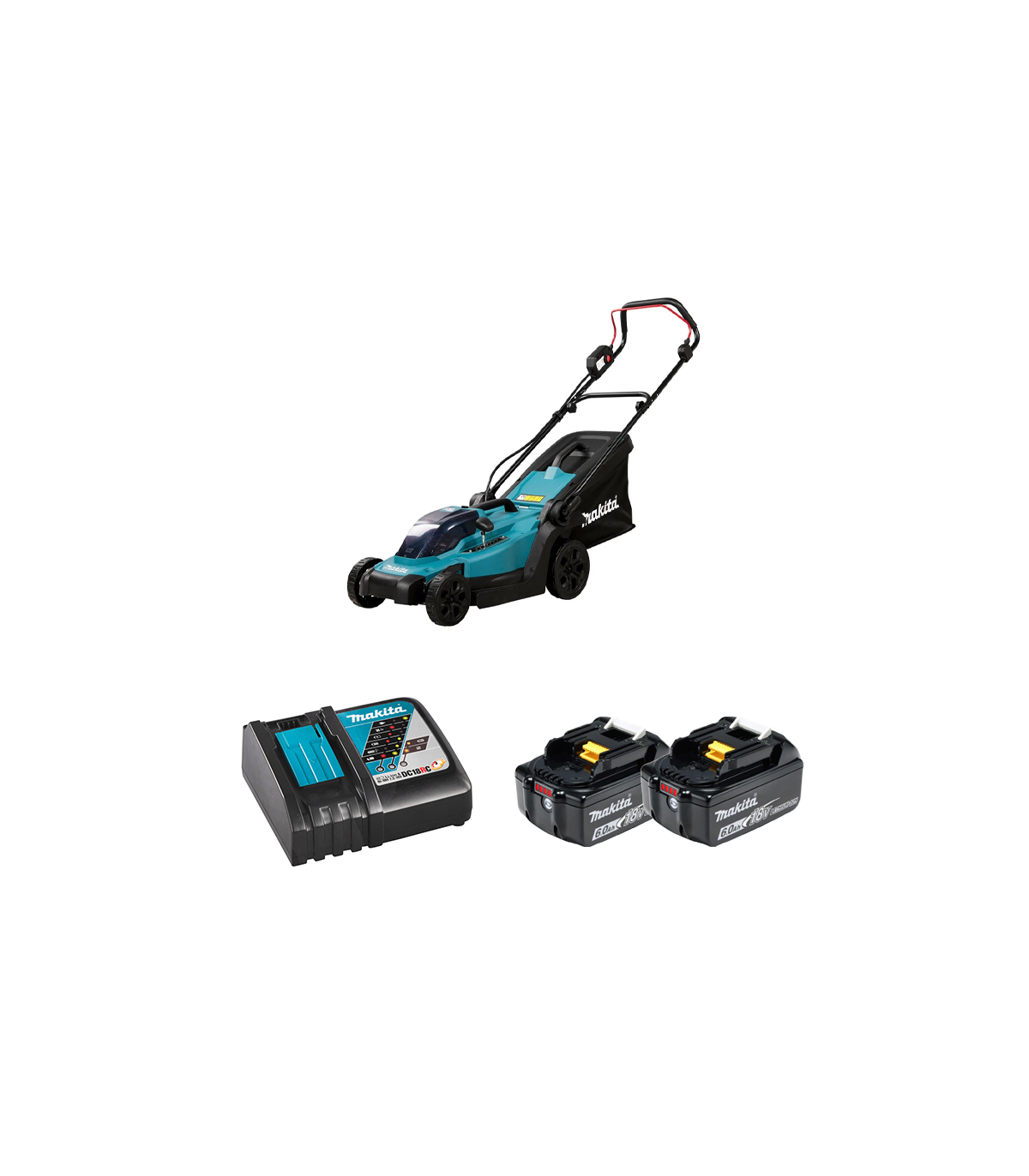 Tondeuse 18V 33cm DLM330Z + 2 batteries BL1860B 18V 6 Ah + chargeur rapide DC18RC MAKITA