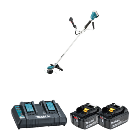 Coupe-bordure 2x18V DUR368AZ + 2 batteries BL1860B 18V 6 Ah + chargeur rapide DC18RD MAKITA